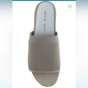 David Tate Aline‎ Bone stretch fabric slides Sz 10.5 WW (EE) New